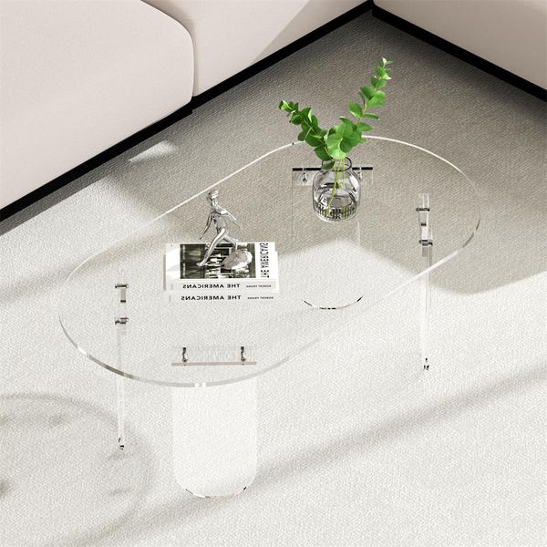Wisfor Tavolino Da Salotto In Acrilico, Tavolino Con Tappetino In Pvc, 95 X 50 X 36 Cm-image