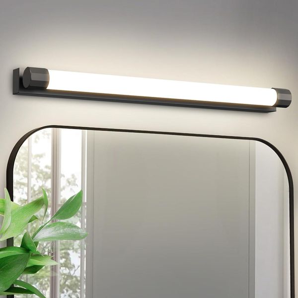Zmh Led Lampada A Specchio Bagno Lampada A Specchio 50CM 10W Lampada Da Bagno Muro Nero Lampada Da Parete Bagno Bianco Neutro 3000K Luce Da Parete Bagno Moderno Luce Per La Cucina-image