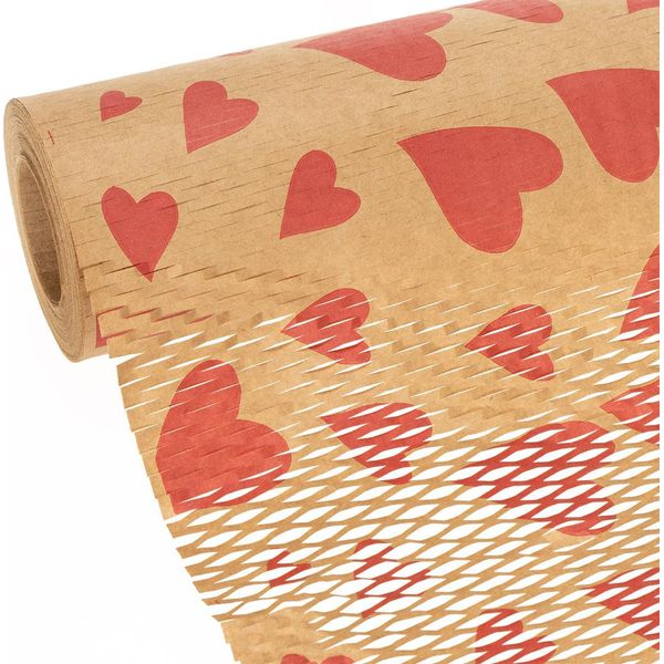 Carta A Nido D'ape Sostenibile Con Motivo A Cuori Per Confezioni Regalo Creative-image