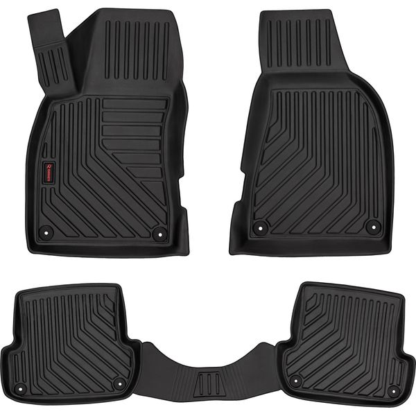 Tappetini Auto In Gomma 3D Wielganizator Per Audi A4 B7 Cabrio (2006-2008) – Neri, Bordo Alto, Set 4 Pz-image