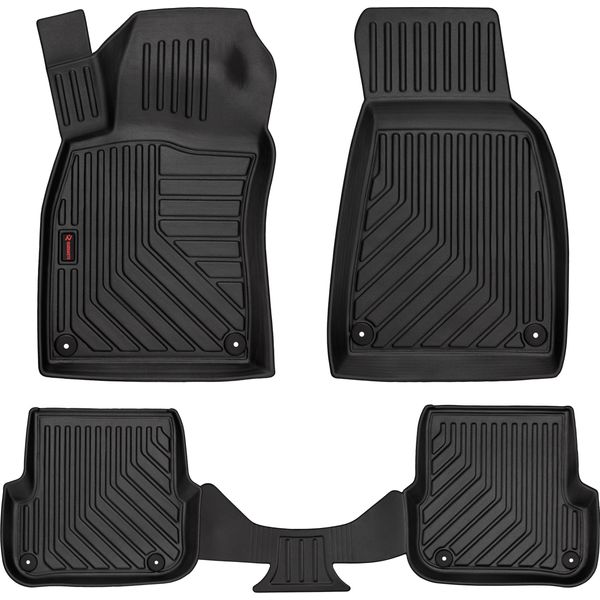 Tappetini Auto In Gomma 3D Wielganizator Per Audi A6 C6 Berlina, Station Wagon, Avant (2004-2006) – Neri, Bordo Alto, Set 4 Pz-image