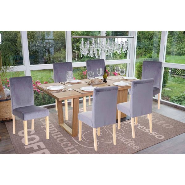Set Di 6 Sedie Per Sala Da Pranzo Sedia Da Cucina Littau, Velluto ~ Grigio, Gambe Chiare-image