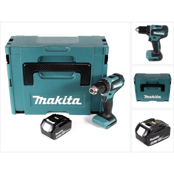 Makita Ddf 485 T1J 18 V Trapano Avvitatore A Batteria Brushless 13 Mm In Valigetta Makpac + 1X Batteria 5,0 Ah - Senza Caricatore-image