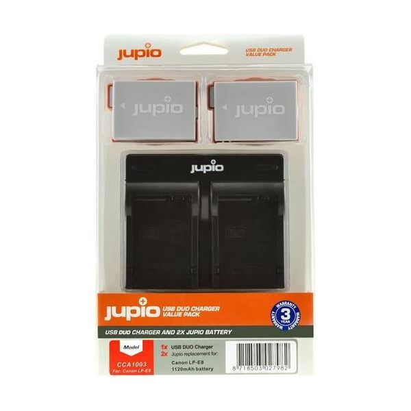 Set Jupio 2X LP-E8 1120Mah + Caricatore Usb Doppio-image