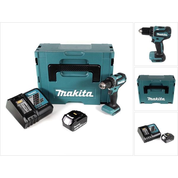Makita Ddf 485 RT1J 18 V Trapano Avvitatore A Batteria Brushless 13 Mm In Valigetta Makpac + 1X Batteria 5,0 Ah + Caricatore-image