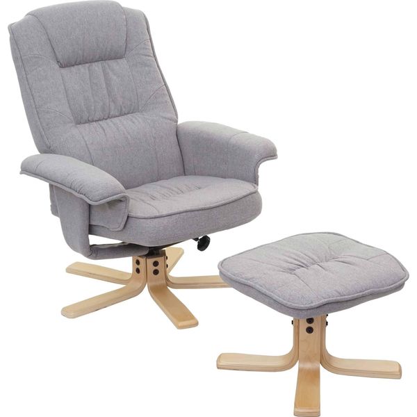 Poltrona Relax M56, Poltrona Tv Poltrona Tv Con Sgabello, Tessuto/Tessuto, Certificato Fsc® ~ Grigio Chiaro-image