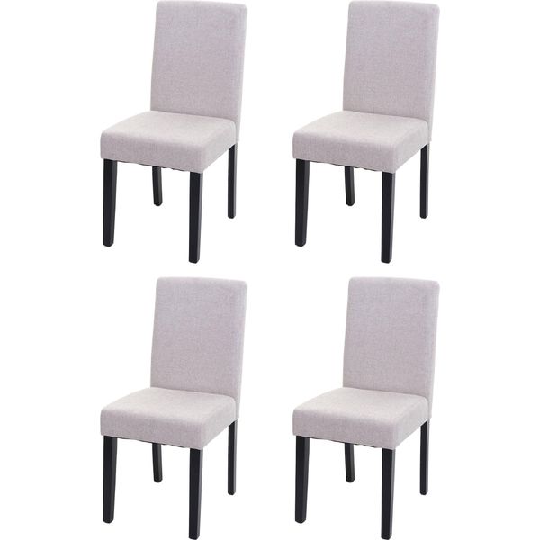 Set Di 4 Sedie Per Sala Da Pranzo Sedia Da Cucina Littau ~ Tessuto, Crema-Beige, Gambe Scure-image
