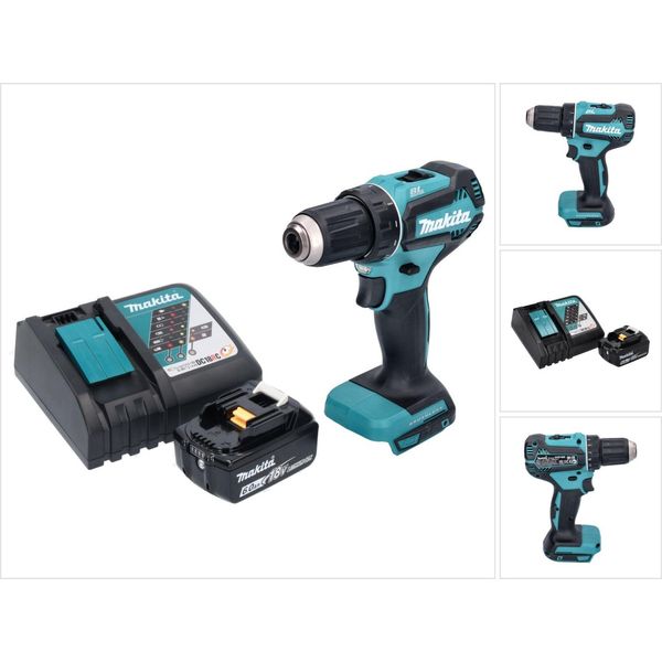 Trapano Avvitatore A Batteria Senza Spazzole Makita Ddf 485 RG1 18 V 50 Nm + 1X Batteria 6,0 Ah + Caricabatterie-image