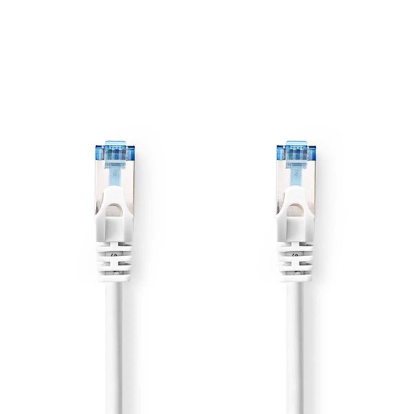 Cavo Di Rete Cat6A | S/Ftp | RJ45 Maschio | RJ45 Maschio | 5,00 M | Senza Strappo | Rotondo | Lszh | Bianco | Etichetta-image