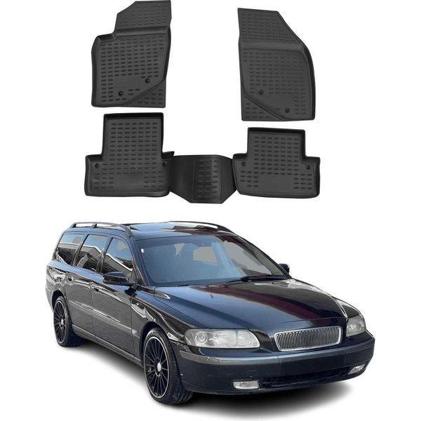 2000-2007 Volvo V70 Tappetini Tpe Nero 4 Pz-image