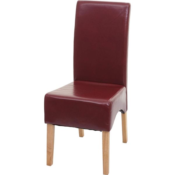 Sedia Da Pranzo Latina, Sedia Da Cucina, Pelle ~ Rosso, Gambe Chiare-image