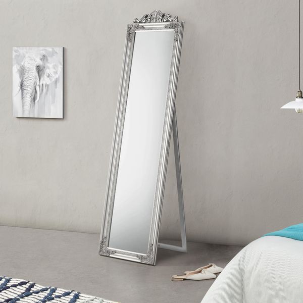 Specchio A Stelo 'Arezzo' 160X40 Cm Rettangolare Inclinabile Argento-image