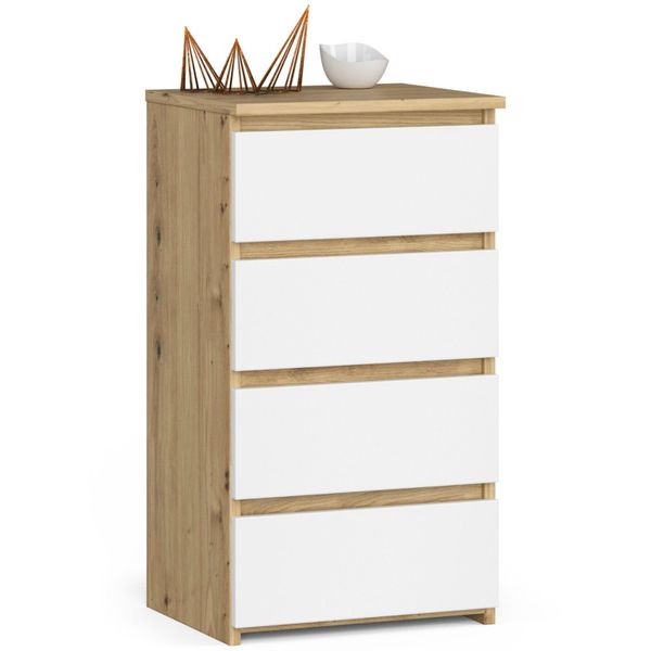 Comò CL4 40 Cm In Rovere Artisan Bianco Elegante E Resistente Con 4 Cassetti-image