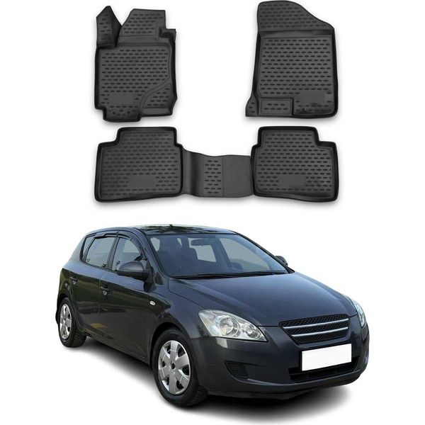 2006-2012 Kia Ceed Tappetini Tpe Nero 4 Pezzi-image