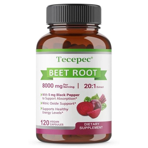 Integratore Alimentare Di Barbabietola 8000Mg (120 Capsule), Cuore, Circolazione, Pressione Sanguigna, Salute Del Cuore, Sistema Immunitario, Salute Circolatoria-image