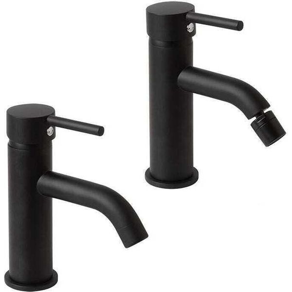 Coppia Di Rubinetti Per Lavabo E Bidet Nero Opaco | Fassa-image