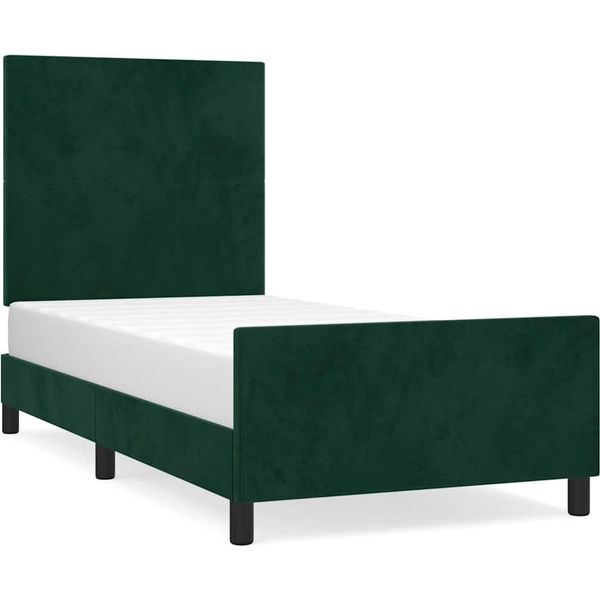 Vidaxl Struttura Letto Senza Materasso Verde Scuro 90X190 Cm In Velluto-image