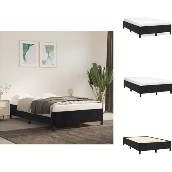 Vidaxl Struttura Letto Nera 120X200 Cm In Velluto - Letti E Strutture Letto-image