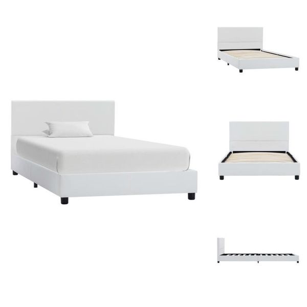 Vidaxl Struttura Letto In Pelle Finta Bianca 100X200 Cm - Letti E Strutture Letto-image