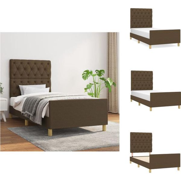 Vidaxl Struttura Letto Con Testiera In Tessuto Marrone Scuro 80X200 Cm - Letti E Strutture Letto-image