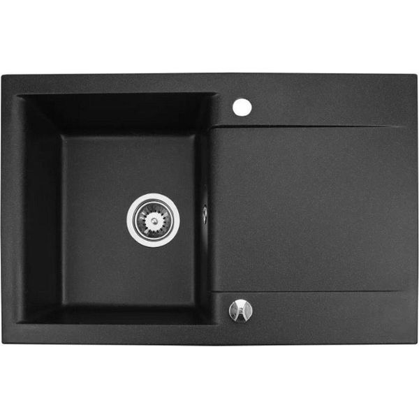 Lavello Qls 76X44 Cm Sifone Reversibile Luna Black Metallic 11189-image