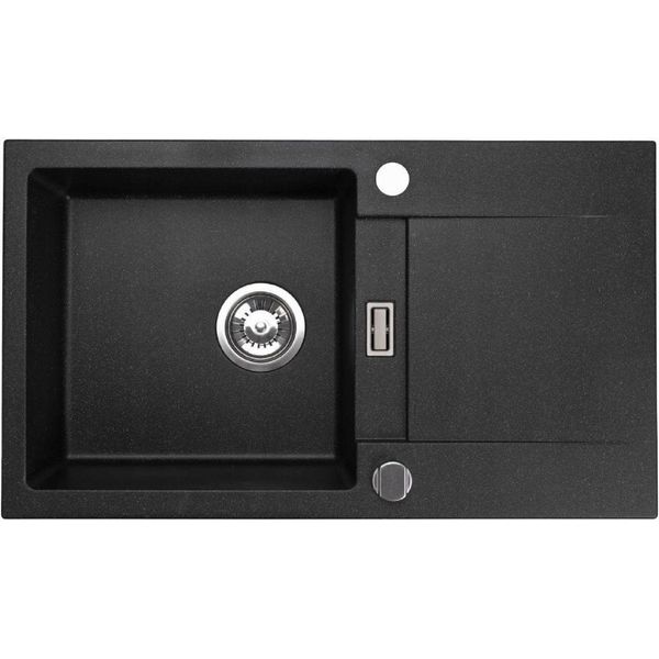 Lavello Qls 76X44 Cm Sifone Reversibile Runner Nero Metallizzato 11199-image