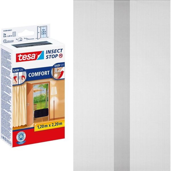 Tesa Zanzariera Porta Insetti Tenda Porta Balcone Grigio 1,2 X 2,2 M-image