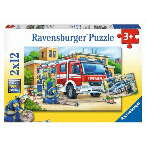Ravensburger 7574 Puzzle Polizia E Vigili Del Fuoco 2 X 12 Pezzi 7574-image