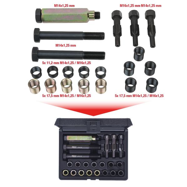 Ks Tools Kit Di Riparazione Threadfix M14X1,25 Per Spine 21-Pz. 150.5080-image