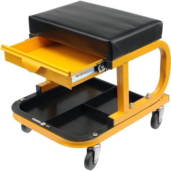 Sgabello Da Officina, Sedia Da Officina 240X380X50 Mm Con Cassetto Fino A 90 Kg-image