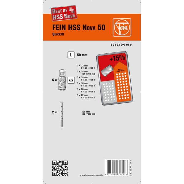 Set Di Carotatrici Best Of 8 Pcs.D.12-22Mm Hss Cut-T.50Mm Quickin Fein-image