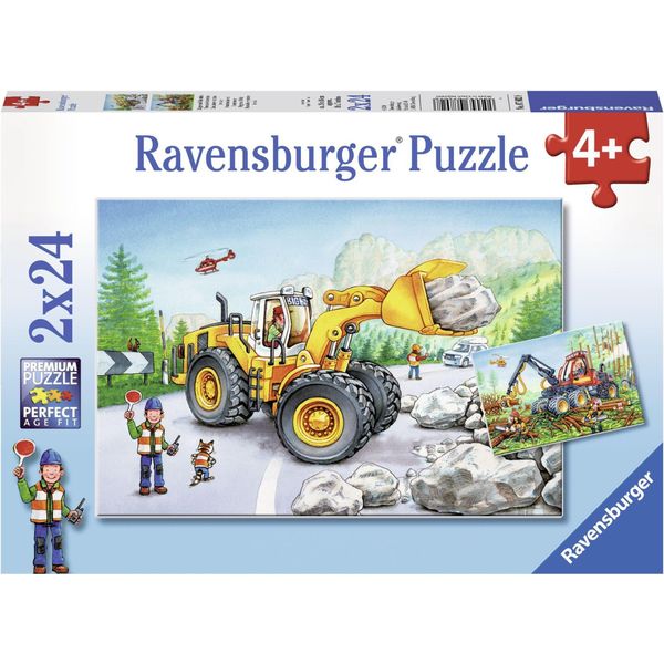Puzzle Ravensburger 7802 Escavatore E Trattore Forestale 2 X 24 Pezzi 7802-image