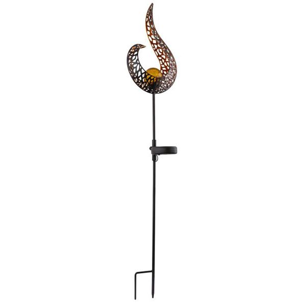 Globo Luce Solare In Metallo Nero Con Un Led Con Picchetto A Terra Altezza 90Cm-image