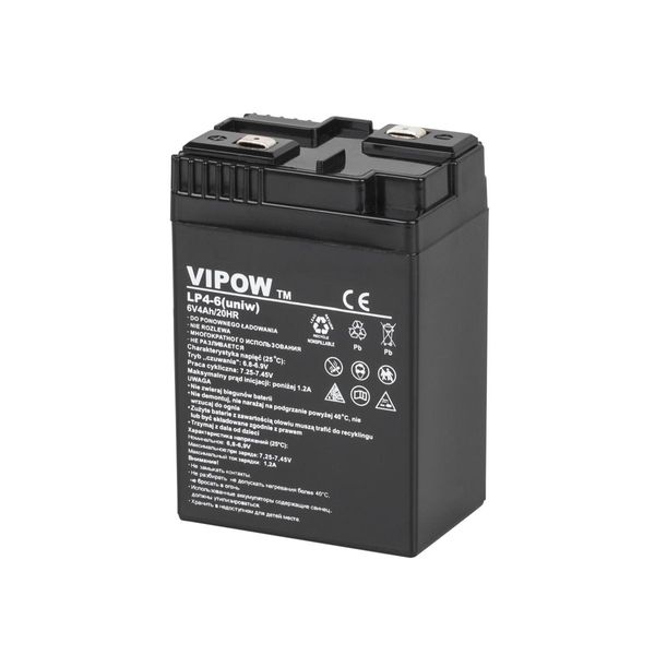 Batteria Al Piombo Gel Vipow 6V/4Ah, Senza Manutenzione, Di Lunga Durata, Resistente Agli Urti, Per Applicazioni Versatili-image
