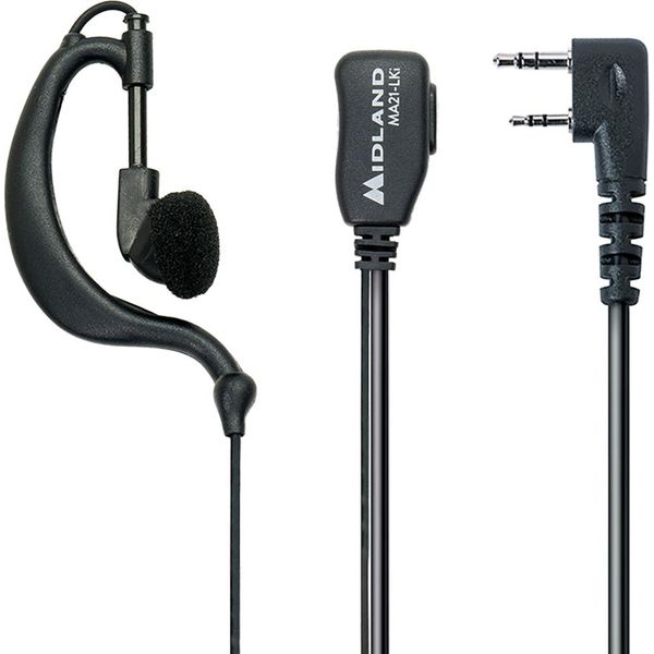 Midland Ma21-Lki Cuffia Microfonica Kenwood A 2 Poli, Tasto Ptt Per Stazioni Radio Portatili-image