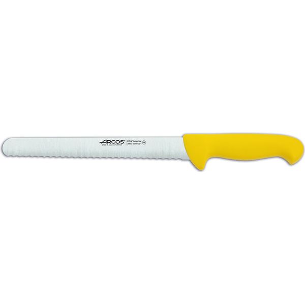 Coltello Da Pasticceria Arcos Colore - Prof 295000 In Acciaio Inox Nitrum E Polipropilene Giallo Mango Ergonomico Con Lama Da 25 Cm, Vetrina-image