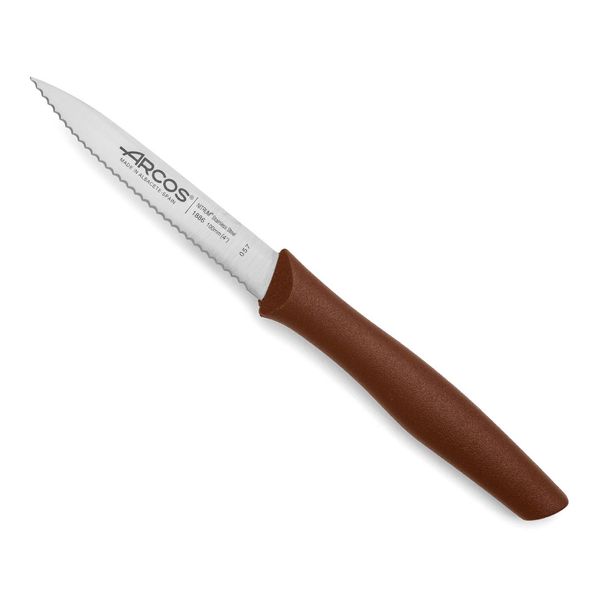Coltello Mondador Arcos Nova 188618 In Acciaio Inossidabile E Polipropilene Di Mango, Lama Marrone Di 10 Cm In Confezione Da Esposizione-image