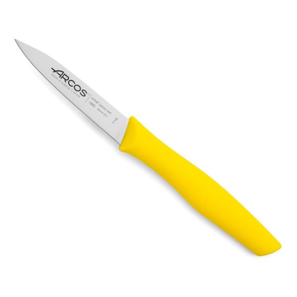 Coltello Mondador Arcos Nova 188525 In Acciaio Inossidabile E Polipropilene Di Mango, Lama Gialla Di 8,5 Cm Con Coprilama E Scatola Da Esposizione-image