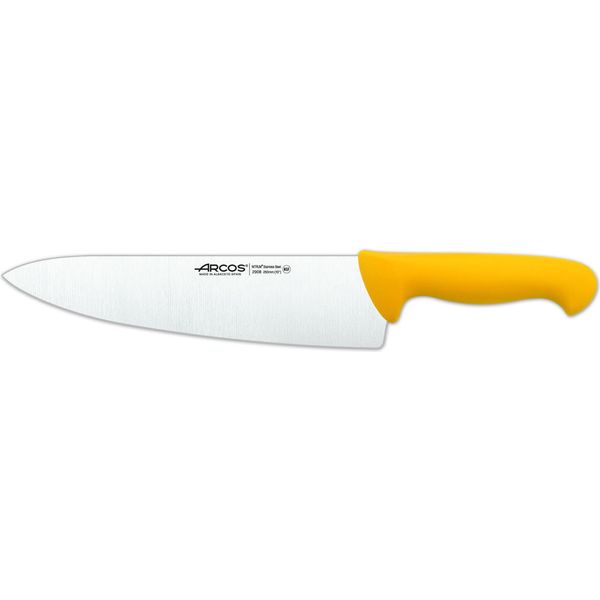 Coltello Da Cuoco Arcos Color - Prof 290800 In Acciaio Inox Nitrum E Mango Polipropilene Giallo Ergonomico Con Lama Da 25 Cm, Vetrina.-image