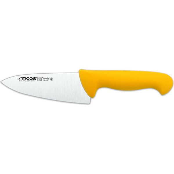 Coltello Da Cuoco Arcos Color - Prof 292000 In Acciaio Inox Nitrum E Polipropilene Giallo Mango Ergonomico E Lama Da 15 Cm, Vetrina-image