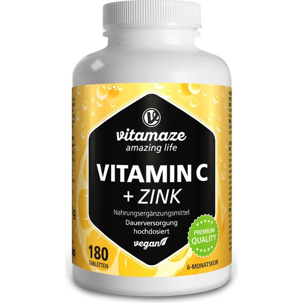 Vitamina C 1000 Mg Ad Alto Dosaggio+Zinco Compresse Vegane 180 St-image