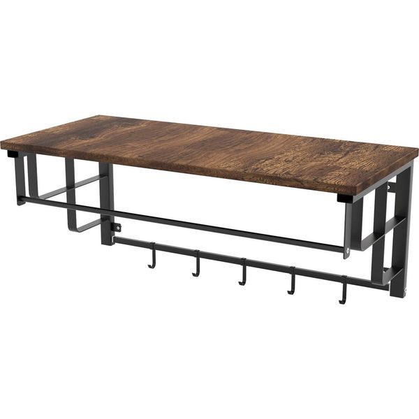 Intirilife Appendiabiti Da Parete Con Ganci Rimovibili Per Cucina, Corridoio, Soggiorno - Mensola Appendiabiti Scaffale Da Cucina-image