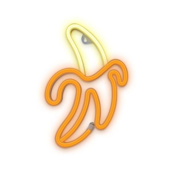 Insegna Led De Neon Con Batteria, Usb, Luce Led Per Casa, Luce Notturna, Banana, Colore Bianco E Giallo-image