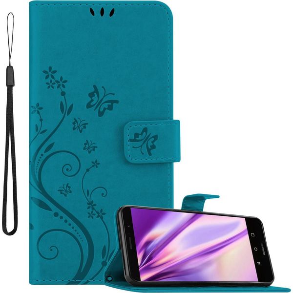 Cadorabo Cover Per Huawei Mate 9 Cover Protettiva In Blu Cover Protettiva Cover Per Telefono Cellulare Custodia Fiori Custodia Fiori-image