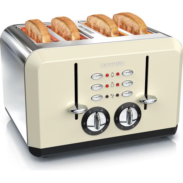 Tostapane Arendo Per 4 Fette, 1630 W, Automatico, Acciaio Inox, Involucro Termoisolante A Doppia Parete, Beige-image