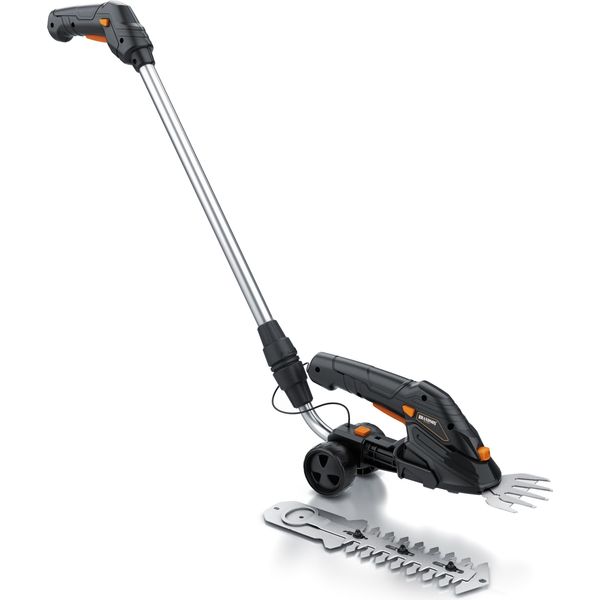 Cesoie Per Erba A Batteria Brandson, Cesoie Per Erba E Arbusti, Tagliasiepi, Cesoie Per Arbusti Elettriche Con Lama Per Erba E Arbusti, Incl. Asta Telescopica 90-130 Cm Con Ruote, Caricabatterie E Batteria Da 2000 Mah-image