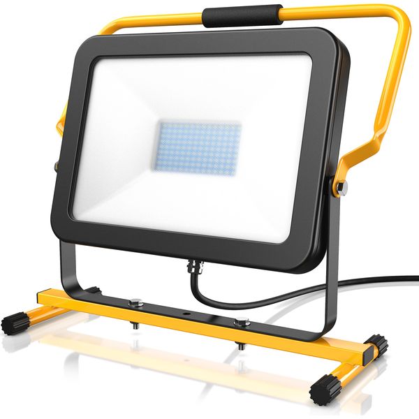 Faro Da Cantiere Brandson 100 Watt Led - Faro Da Lavoro - Faro Da Costruzione - 126 Led Smd - Supporto E Maniglia Per Il Trasporto - 10000 Lumen - Cavo Di Alimentazione Da 4 M - Alloggiamento In Metallo - IP65-image