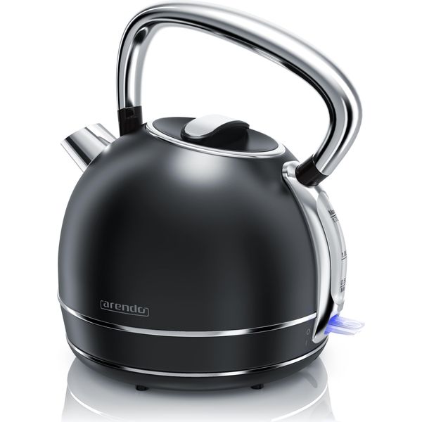 Bollitore Arendo Da 1,7 L, 2200 W, In Acciaio Inox Stile Vintage Retrò, Protezione Contro Il Surriscaldamento E L'ebollizione, Nero-image