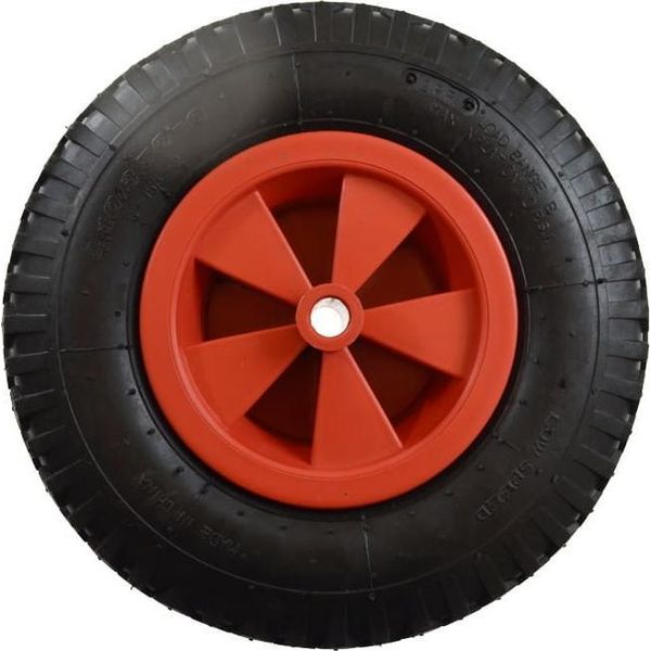 Awtools Ruota Per Carriola Da Giardino Pneumatica 300 Mm Cerchio In Plastica 2-Flat Pneumatico Rosso-image