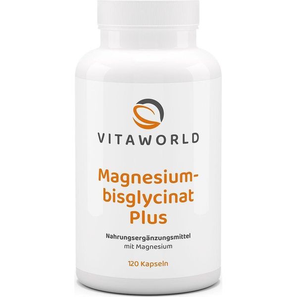 Vitaworld Magnesium Bisglycinate Plus | 120 Capsule | 333 Mg Di Magnesio Per Dose Giornaliera | Alta Biodisponibilità | Vegano-image